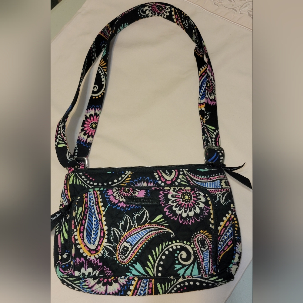Vera Bradley Black Crossbody with Multicolor Floral Paisley Print